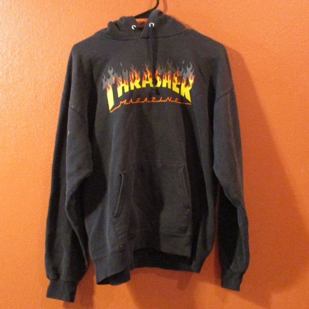 Thrasher Hoodie Woman X Large Black Yellow Orange BMX Skateboard Fun Hoodie